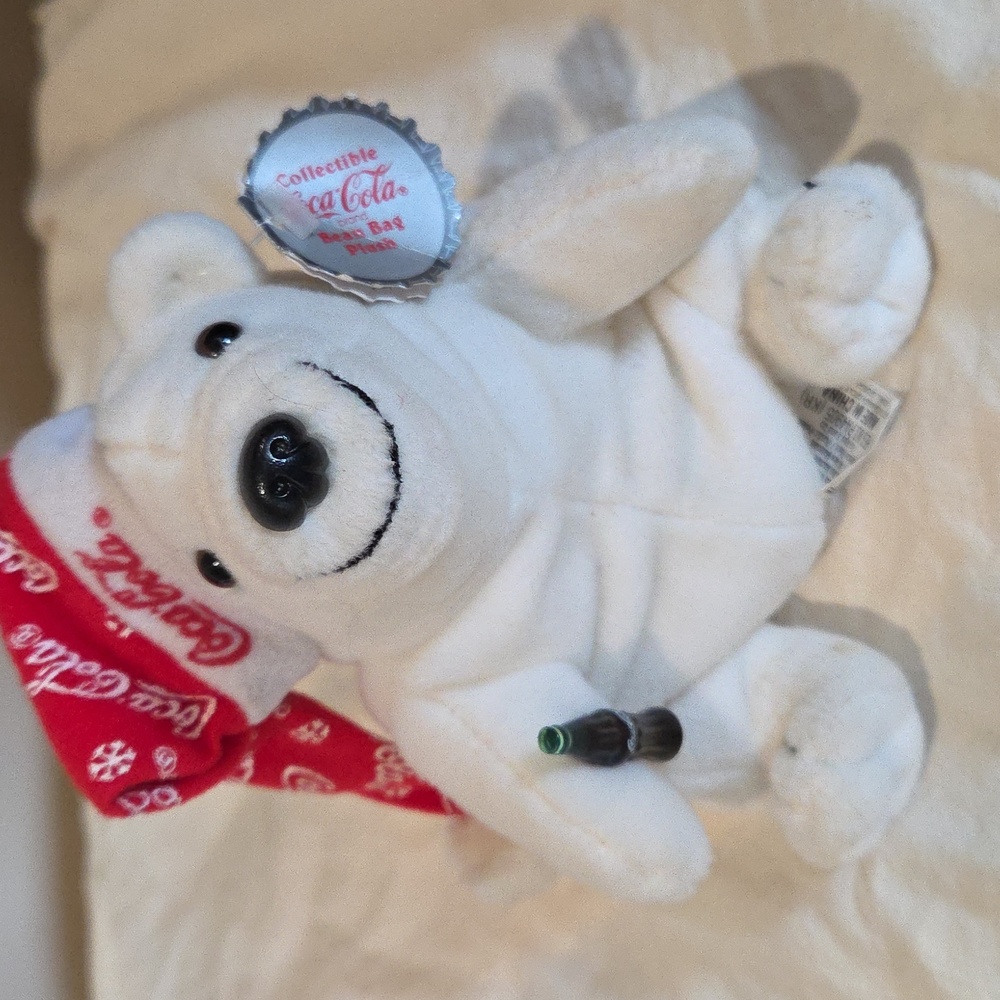 Coca-Cola Polar Bear with Red Scarf and Bottle